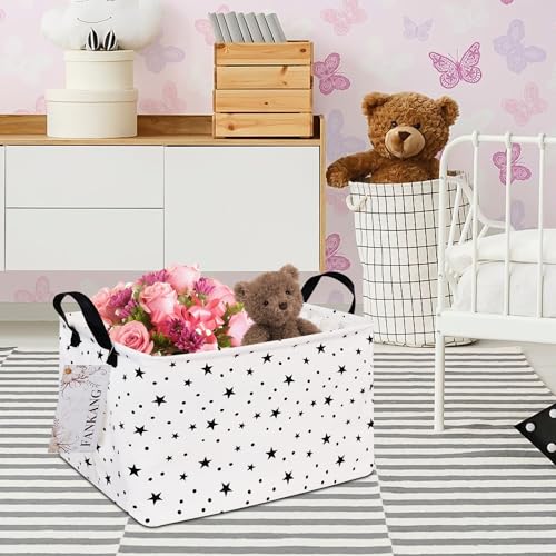 FANKANG Storage Basket,Nursery Hamper Canvas Laundry Basket Foldable with Waterproof PE Coating Storage, Office, Bedroom, Clothes,Toys (Rec-Star) - color: FK-Rec-Star