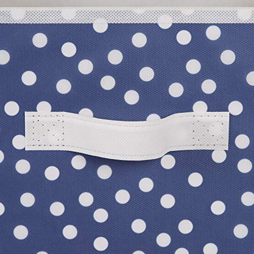 DII Non Woven Polyester Storage Bin, Polka Dot, French Blue & White, Small Set of 2 - color: French Blue & White, size: Small Set of 2, 11x11x11" Cube