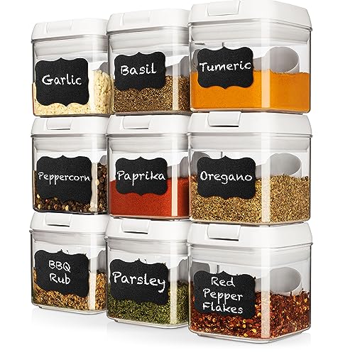 Shazo 9 PC Airtight Food Storage Containers - BPA Free Clear Plastic Snack & Spice Containers with Easy Lock Lids - Kitchen and Pantry Organization for Herbs, Coffee, Tea - 0.5L / 2.1 Cups - color: White - 9 Pc, size: 9 Pc - 0.5 Liter