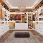 Closet System with 4 Sets, 8.5FT-21.5FT Corner Closet Organizer System with 9 Drawers & 12 Shelves & 8 Hanging Rods, L-Shaped Modular Closet System adjustable for Freestanding or Walk-in Closet, White