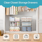 Vtopmart 2 Pack Large Clear Stackable Storage Drawers 27QT, Easily Assemble Plastic Closet Storage Bins, Dust-Proof UnderBed Organizer for Clothing, Sweater Organization - style: 2pk Large