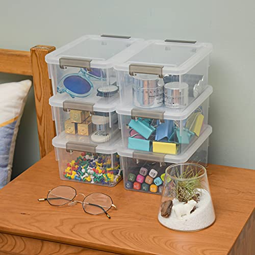 Citylife 1.3 QT 6 Pack Small Storage Bins Plastic Storage Container Stackable Box with Lids for Organizing, Clear White - color: Clear White, size: 1.3 QT(6 Pack)