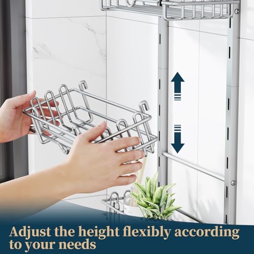 Consumest Shower Caddy Hanging – Rustproof Over Shower Head Hanger with Soap Holder and Hooks, Anti-Slip Shower Shelves for Storage, Bathroom Organizer for Apartment, Dorm, Silver - color: Silver, size: 3 Tier-Shower Head