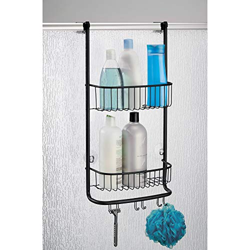 iDesign Over-the-Door Hanging Shower Caddy Organizer, The Forma Collection – 12” x 6.5” x 24”, Matte Black - color: Matte Black