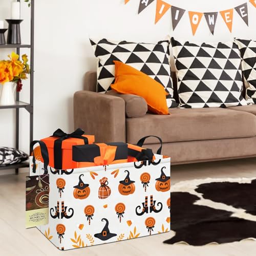 HUNRUNG Rectangle Storage Basket Cute Canvas Organizer Bin for Pet/Children Toys, Books, Clothes Perfect for Rooms/Playroom(REC-Candy Pumpkin) - color: REC-Candy Pumpkin
