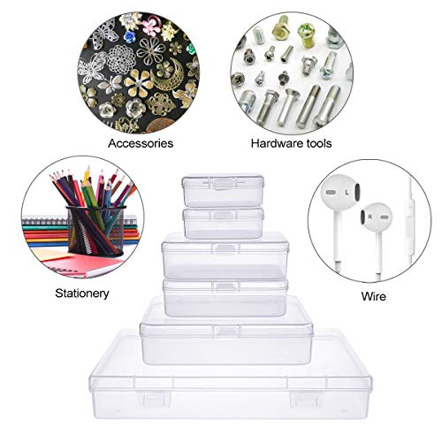 Goodma 24 Pieces Mixed Sizes Rectangular Empty Mini Clear Plastic Organizer Storage Box Containers with Hinged Lids for Small Items and Other Craft Projects - size: 4 Sizes