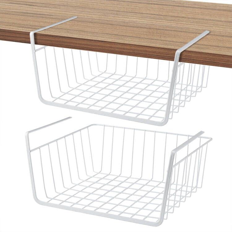 Under Shelf Basket Undershelf Storage Basket Pantry Shelf Organizer Metal Under Cabinet Shelf Hanging Storage Bin Slides Cabinet Shelves for Kitchen Pantry Storage Space Saving - color: 2 Pcs, size: Small