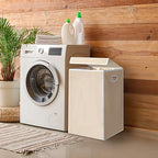 Simple Houseware Foldable Laundry Hamper Basket with Lid, Beige - color: Beige
