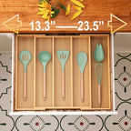 Fibogollo Expandable Kitchen Drawer Organizer,Bamboo Silverware Organizer,Adjustable Flatware Tray for Utensils(16.92 * 13.30~22.83 * 1.96)