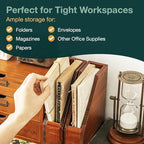 Small Wooden Vertical Magazine Holder - File Organizer for Desk - Upright Paper Organizer, File Holder, Desktop Shelf Bookends - Desktop Organizer for Magazines, Papers, Folders for Documents (1-Pack)