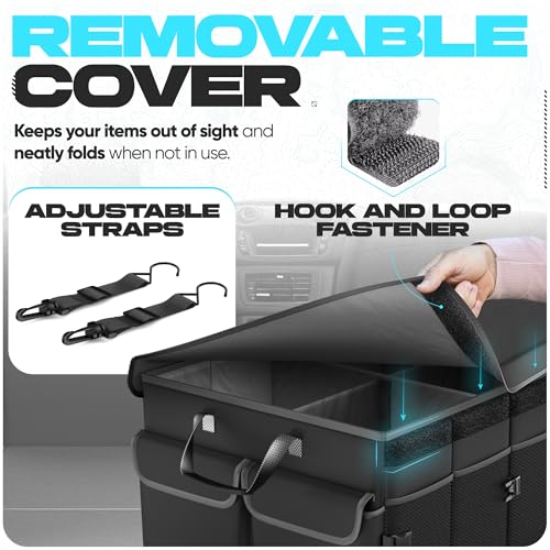 FORTEM Trunk Organizer For SUV Car Trunk Organizer, Foldable Storage, Car Accessories for Women Men, Collapsible Bag, Perfect Christmas Gifts, 600D Oxford, Non Slip Bottom, Straps, Soft Cover (85L) - color: Black, size: XL (85L)