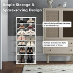 COSTWAY 7 Tiers Shoe Rack, Double Rows Vertical Tall Narrow Patented Shoe Organizer, Free Standing Shoe Rack for Small Space, Entryway, Closet, Living Room, Bedroom (White) - color: White