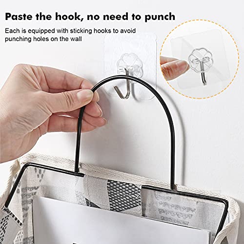 Fantasyon Wall Hanging Storage Bag, Waterproof Over The Door Closet Organizer Hanging Pocket Linen Cotton Organizer Box Containers for Bedroom, Bathroom (Black) - color: Black