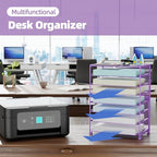Simple Trending 2 Pack 8 Tier Letter Tray Paper - Mesh Desk File Organizer for Office School Desktop, Violet - color: 2 Pack 8 Tier Violet-Mesh Desk