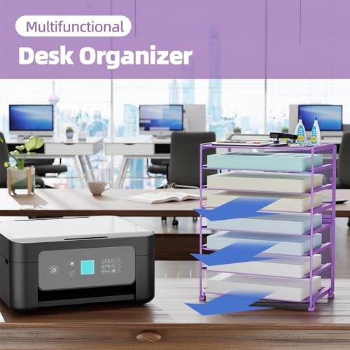 Simple Trending 2 Pack 8 Tier Letter Tray Paper - Mesh Desk File Organizer for Office School Desktop, Violet - color: 2 Pack 8 Tier Violet-Mesh Desk