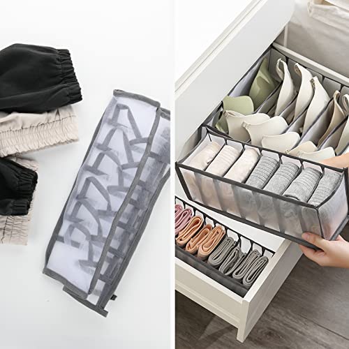 Cosmos 2 Pcs Clothes Organizer Foldable Wardrobe Clothes Drawer Organizers Breathable Mesh Clothing Organizer Box for Socks, Underwear, Ties, Panties (Small - 7 Grids for Socks) - size: Small - 7 Grids for Socks