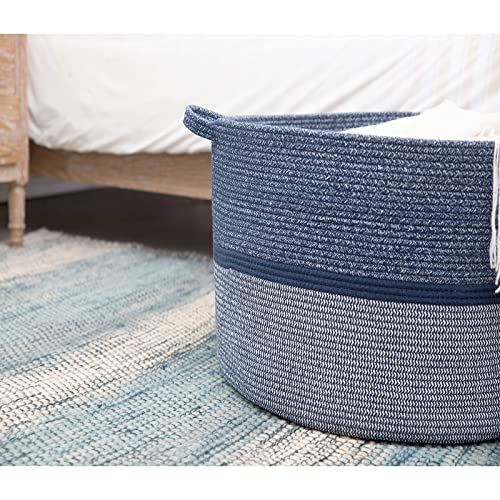 R RUNKA Extra Large Storage Basket - Soft Woven Organizer, 22" x 14" - color: Blue