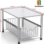 DecoBrothers Stackable Under Sink Organizer with Sliding Basket, Chrome - color: Chrome