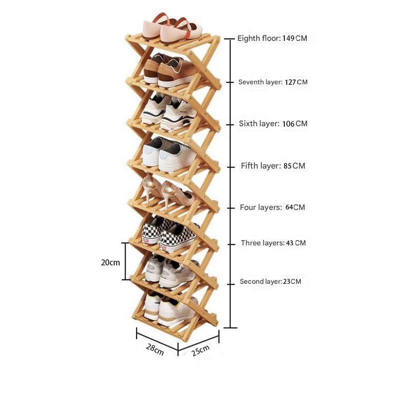 Shoe Racks, Foldable Shoes Organizer Free Standing Shelf for Entryway, Closet, Bedroom, Hallway, | Natural | Functional | Multifunctional Shoe Rack (Eight Layers of Brown) - color: Eight Layers of Brown