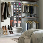Hanging Shoe Organizer for Closet, Closet Hanging Shoe Storage Rack Holder Shelves,Collapsible Shoe Closet Organizers and Storage with 4 Large Side Pockets,25 Sections for Shoes,Hats,Clothes(Gray) - style: 3-Column Hanging Organizer