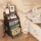 Tohomeor Dresser with Fabric Drawers Nightstand with 2 Tier Shelf Storage Tower for Bedroom Hallway Entryway Closet Organizer Sofa Beside Table Furniture (Multi, 4 Drawers) - size: 15.7"D x 11.8"W x 33.2"H (4 Drawers)