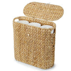YANGQIHOME Toilet Paper Storage, Water Hyacinth Toilet Paper Storage with Lid, Papers Container for up to 9 Mega Rolls, Bathroom Basket Organizer - size: 9 Rolls