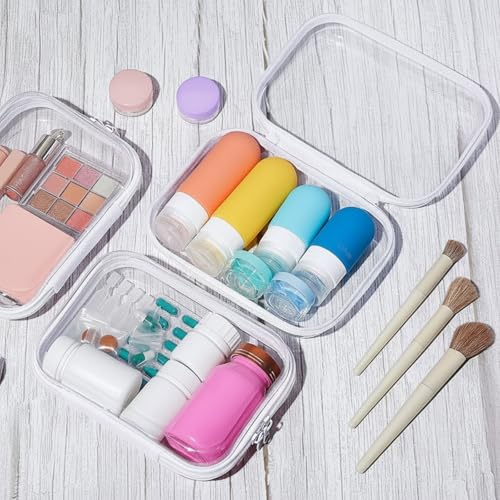 Sanwuta 6 Pcs Clear Hard Zipper Case Plastic Zipper Pouches Transparent Makeup Bag Pencil Case Pouches Toiletry Diaper Bag for Travel Toy Storage Organizer Bins(White,7.09 x 5.12 x 2 Inch) - color: White, size: 7.09 x 5.12 x 2 Inch