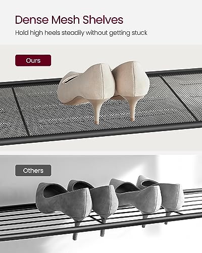 VASAGLE Shoe Rack, 5-Tier Shoe Storage Organizer with 4 Metal Mesh Shelves for 16-20 Pairs and Large Surface for Bags, for Entryway, Hallway, Closet, Industrial, Rustic Brown and Black ULBS15BX - color: Rustic Brown, size: 5 Tiers (39.4"W)