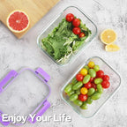 HOMBERKING 24pc Glass Food Storage Containers with Lids, Glass Meal Prep Containers, Airtight Bento Boxes, BPA Free & Leak Proof, Pantry Kitchen Storage(12 lids & 12 Containers) - Purple - color: Purple