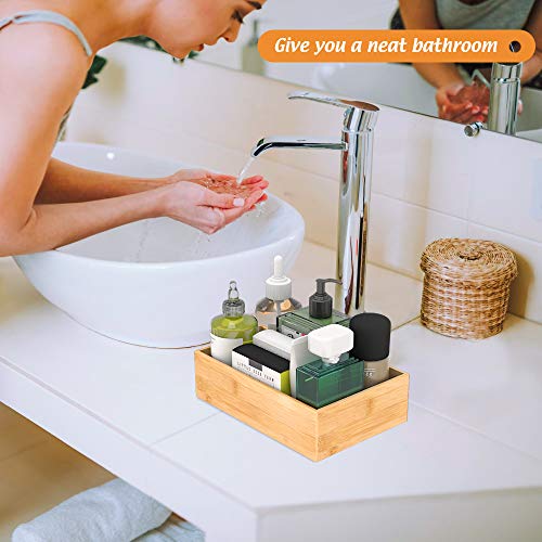 Bamboo Kitchen Drawer Organizer, Wooden Storage Box for Utensil Organizer Silverware Tray Cutlery Holder Flatware Containers - Multi-Use Deep Drawer Dividers Organizer for Bathroom, Jewelry (9"6"2.5") - color: Bamboo, size: 9*6*2.5 inch