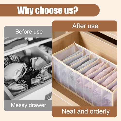 2 Pcs Underwear Storage Box Drawer Underwear Organizer Lingerie Organizer Compartment Storage Box for Wardrobe Drawer Use(Off White) - color: Off White-2pc
