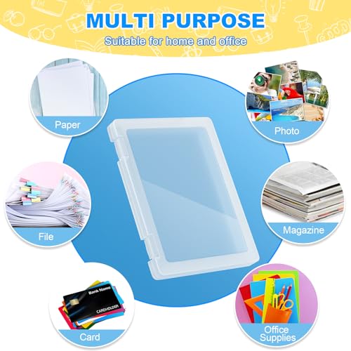 1 Pack A4 File Box Paper Organizers Holder, Transparent Document Paper Project Case, Plastic Paper Storage Container Box File Protector for Magazine, Scrapbook, Office School Supplies
