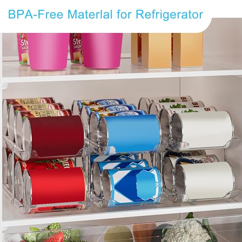 Can Organizer For Pantry, Adjustable Height And Width Canned Goods Organizer, Roller Soup Can Organizer Holds Up to 36 Cans for Kitchen Cabinet or Refrigerator(CLear 3 Tier) - size: CLear 3 Tier