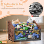 handrong Large Dog Toy Basket,Wood Dog Toy Box,Cat Toy Basket Box,Dogs Toys Storage Bin,Pet Toys Baskets for Living Room Outdoors Organizing Storage