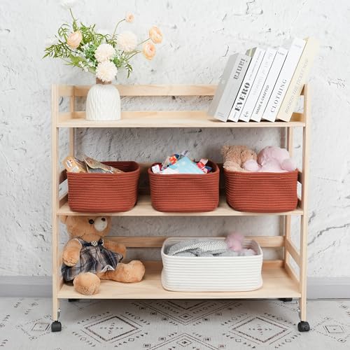 XUANGUO Small Woven Storage Baskets 12“X8”X5“ Decorative Rope Bins for Organizing Shelves, Closets, and Toys, Empty Gift Baskets, Cute Organizer Basket for Home and Office (rustic, regular) - color: rustic, size: regular