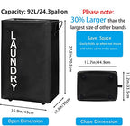 92L Extra Large Rolling Laundry Basket with Leather Handle,Tall Laundry Hamper on Wheels,Laundry Bin,Rolling Laundry Cart Black - color: Black/XXL, size: Super Large 27.5"