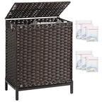 SETVSON Laundry Hamper with Lid, 112 L Handwoven Rattan Wicker Laundry Basket, 2 Removable Liner Bags Metal Heightened Feet, 6 Mesh Bags, 2 Section Large Clothes Hamper for Bathroom Bedroom, Brown - color: Brown, size: 112 L - 29.6 gal