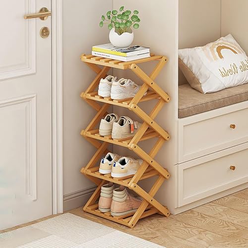 Vertical Shoe Rack Small, 5 Tier Portable Folding Shoe Storage Rack, Without Installation Free Standing Shoe Rack for Corridors, Bedrooms Living Room Corner and Small Spaces (5 Tier) - size: 5 Tier