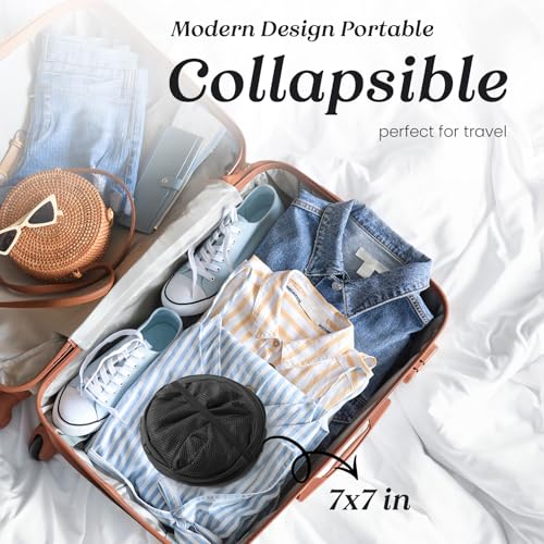 Collapsible Pop Up Laundry Basket, Hamper with Sturdy Handles and Side Pocket - Mesh Portable Foldable Dirty Clothes Hamper for Dorm, Laundry room, Bathroom and Travel Storage, Navy Blue - color: Blue, size: 1 Pack