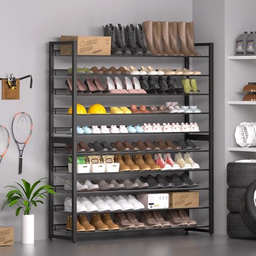 Metal Shoe Rack,Large 10 Tier Shoe Organizer, Heavy Duty Metal 5-Tier Stackable Shoe Storage Vertical Shoe Rack for Closet Front Door Entrance,Entryway,GarageUp to 62 Pairs,Black - color: Black, size: 10 Tier