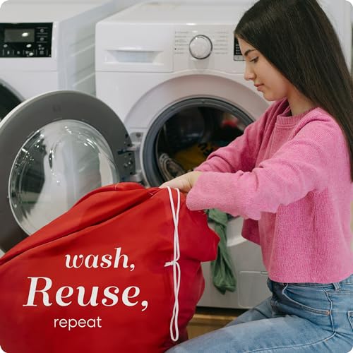 Handy Laundry Extra Large Heavy Duty Laundry Bag – Durable Nylon, Locking Drawstring, Machine Washable, Fits Hamper or Basket, Travel & Dorm Essentials, Holds Up to 3 Loads (Red) - color: Red, size: 30" x 40"
