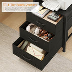 YOMILUVE L Shaped Desk with Hutch, Reversible Computer Desk with Drawers and Bookshelf, Home Office Desks with Storage Shelves for Bedroom Home Office, Black - color: Black