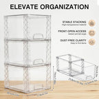 Bathroom Organizers and Storage Boxes 4pack, 7in Stackable Storage Drawers Plastic Simply Assembled Containers Bins Suitable for Cosmetics, Bathroom, Kitchen, Cabinets, and Snack Storage Boxes