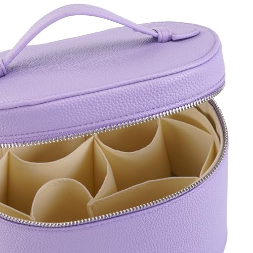Makeup Bag Vanity Case Cosmetic Bag with Removable Divider Travel Toiletry Bag for Women Portable Make up Box Organizer, Purple - color: Purple