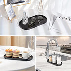 Luxspire Bathroom Vanity Tray for Countertop, Oval Kitchen Soap Dispenser and Toiler Tank Trays, 11.4“ Resin Vanity Organizer for Lotion Bottles, Perfume, Jewelry, Dresser, Medium, Matte Black - color: Matte Black, style: Medium