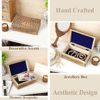 Ajuny Wooden Jewelry Box Tree of Life Carvings Travel Trinket Holder Storage Case Handmade Treasure Box Keepsake 8x5 Inch Multipurpose Organizer Unique Gifts for Men & Women - style: Center Small Tree