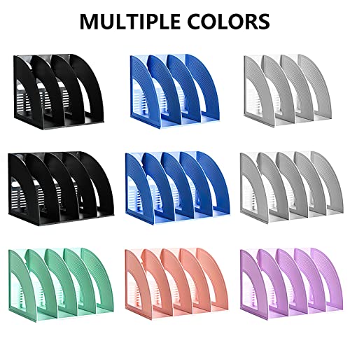 SAYEEC Magazine File Holders 3 Compartment Binder Stand Gray Magazine Storage Folder Desktop File Bookshelf Organizer Office Book Holder Rack for Office Home School - color: 3 Compartments - Gray