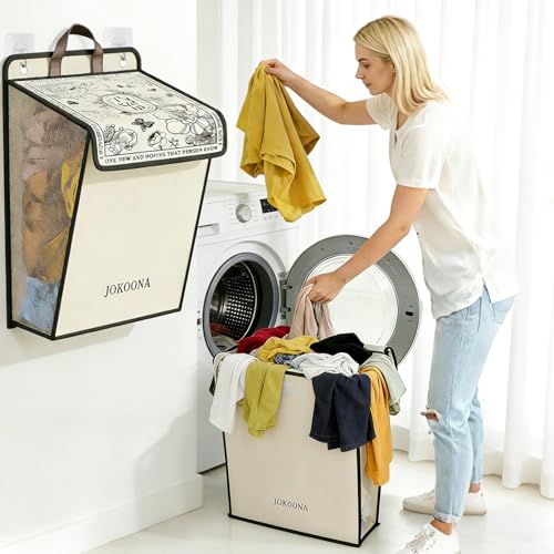 Flower Wall Hanging Laundry Basket, Collapsible Laundry Hamper with Handle & Laundry Balls,Space-Saving Foldable Storage Dirty Washer Organizer Bin Multi-function Container Durable, Set of 2 - color: Flower