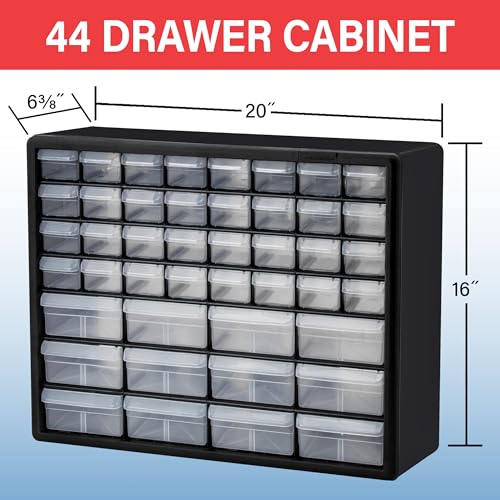 Akro-Mils 44-Drawer Plastic Drawer Storage Cabinet for Garage Organization, Bead Organizer, Building Bricks Storage, Teacher Toolbox, Makeup Organizer, 20" W x 6" D x 16" H, 10144 Black - color: Black, size: 44 Drawer, style: 1 Pack