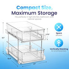 Masirs 2-Tier Clear Pull-Out Drawer Organizer - Sleek, Compact & Sturdy Makeup and Closet Organizer - Easy Assembly Kitchen Storage Solution, Ideal for Makeup, Tools, Medicines 4-Pack